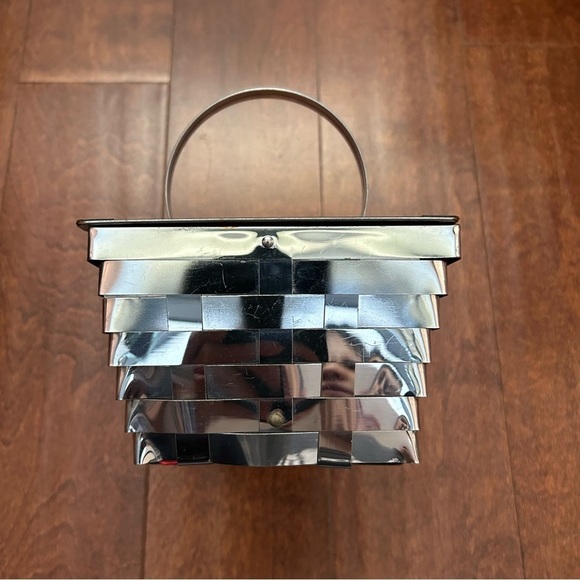 Vintage Dorset Rex 50s Silver Metal Basket Weave Lattice Box Purse - Picture 2 of 16